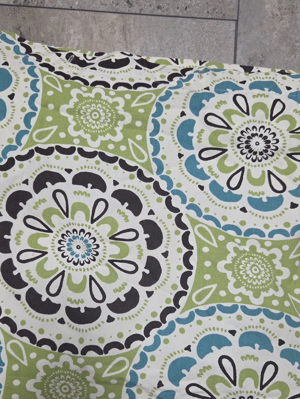 Threshold Green, Blue and Black Medallion Shower Curtain
